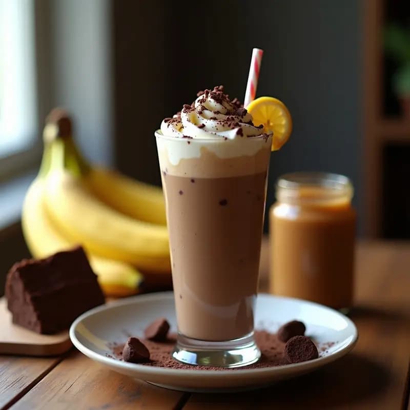 Batido de Plátano, Mantequilla de Cacahuete y Bizcocho de Chocolate: Desayuno de Campeón