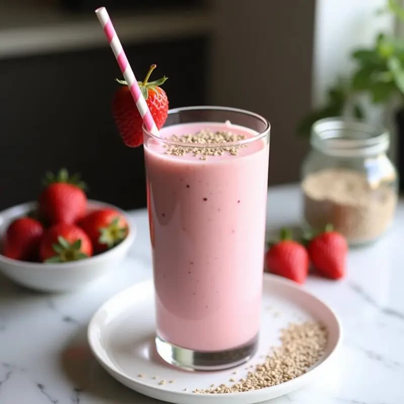 Batido de Proteína de Fresa y Semillas de Cáñamo: Bebida Keto Post-Entreno