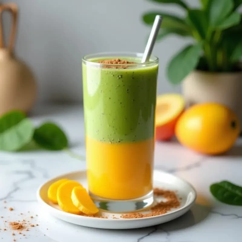 Batido de Proteína de Vainilla con Espinacas y Mango: Bebida Post-Entreno Verde