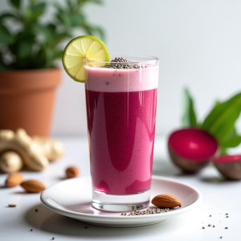 Batido de Remolacha y Jengibre con Leche de Almendras: Bebida Antioxidante y Detox en 5 Minutos