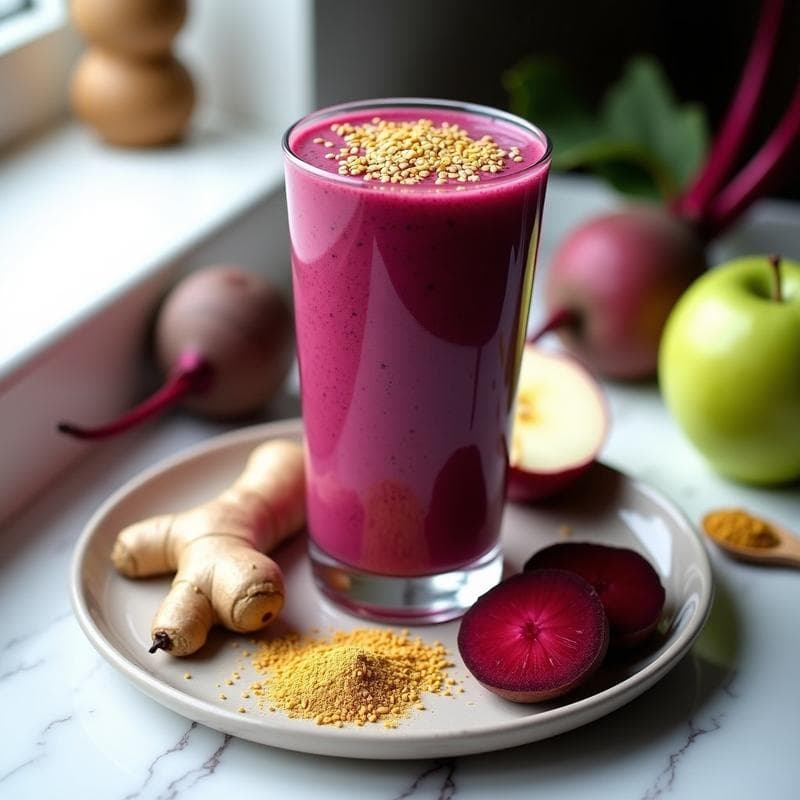 Batido de Remolacha y Jengibre con Maca: Bebida Pre-Entrenamiento Natural y Energética