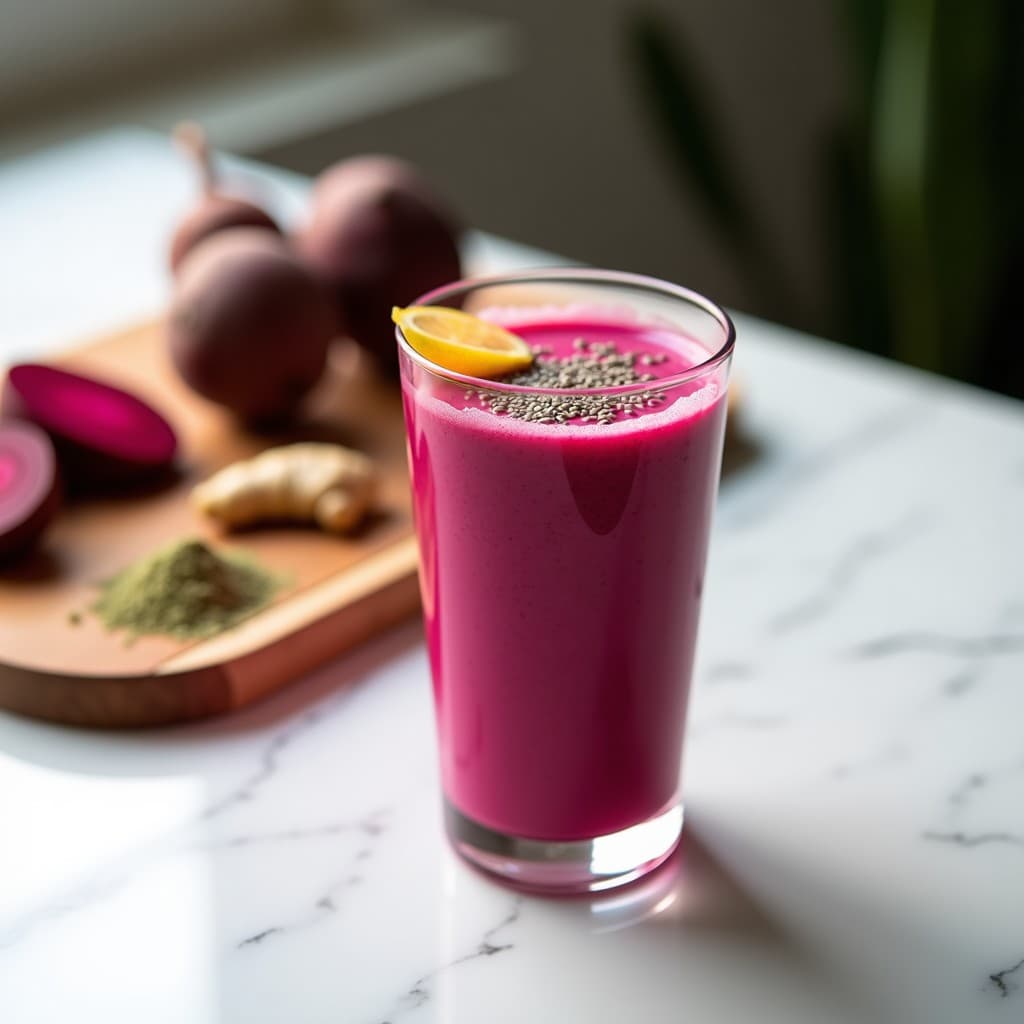Batido de Remolacha y Jengibre con Súper Alimentos: Bebida Energética y Desintoxicante