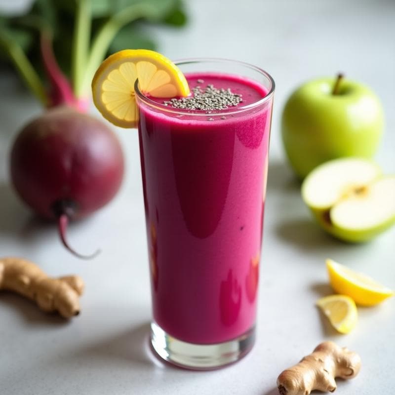 Batido de Remolacha, Manzana y Jengibre con Toque de Limón: Bebida Detox y Energizante