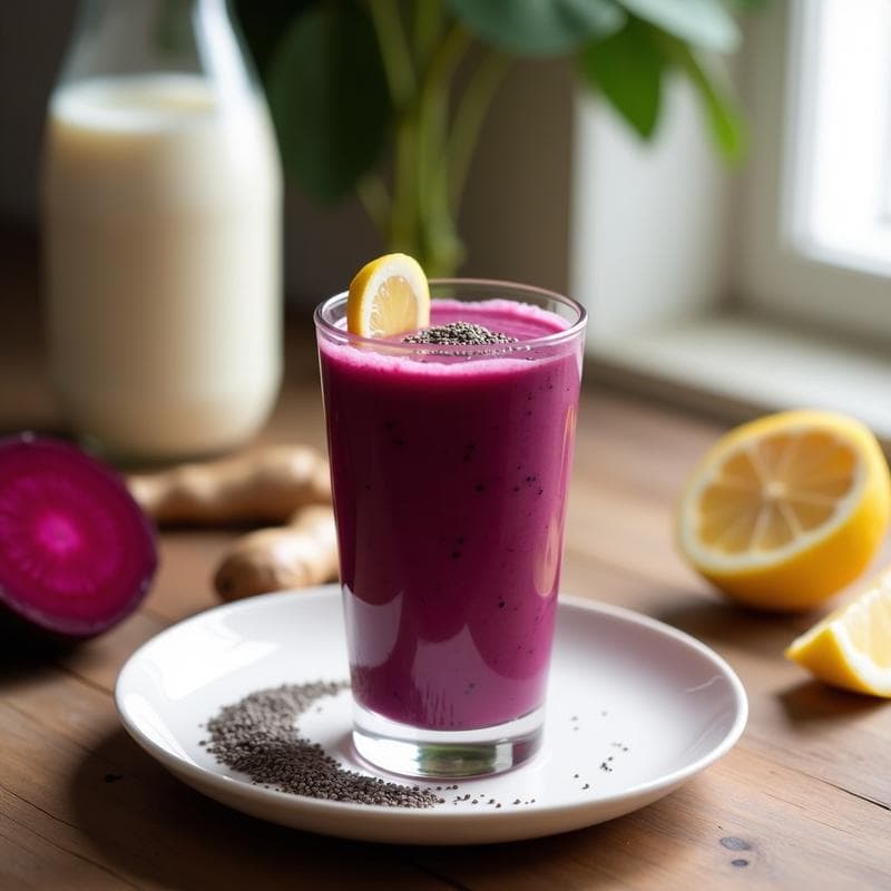 Batido de Remolacha Morada y Jengibre con Leche de Cámara: Bebida Antiinflamatoria en 5 Minutos