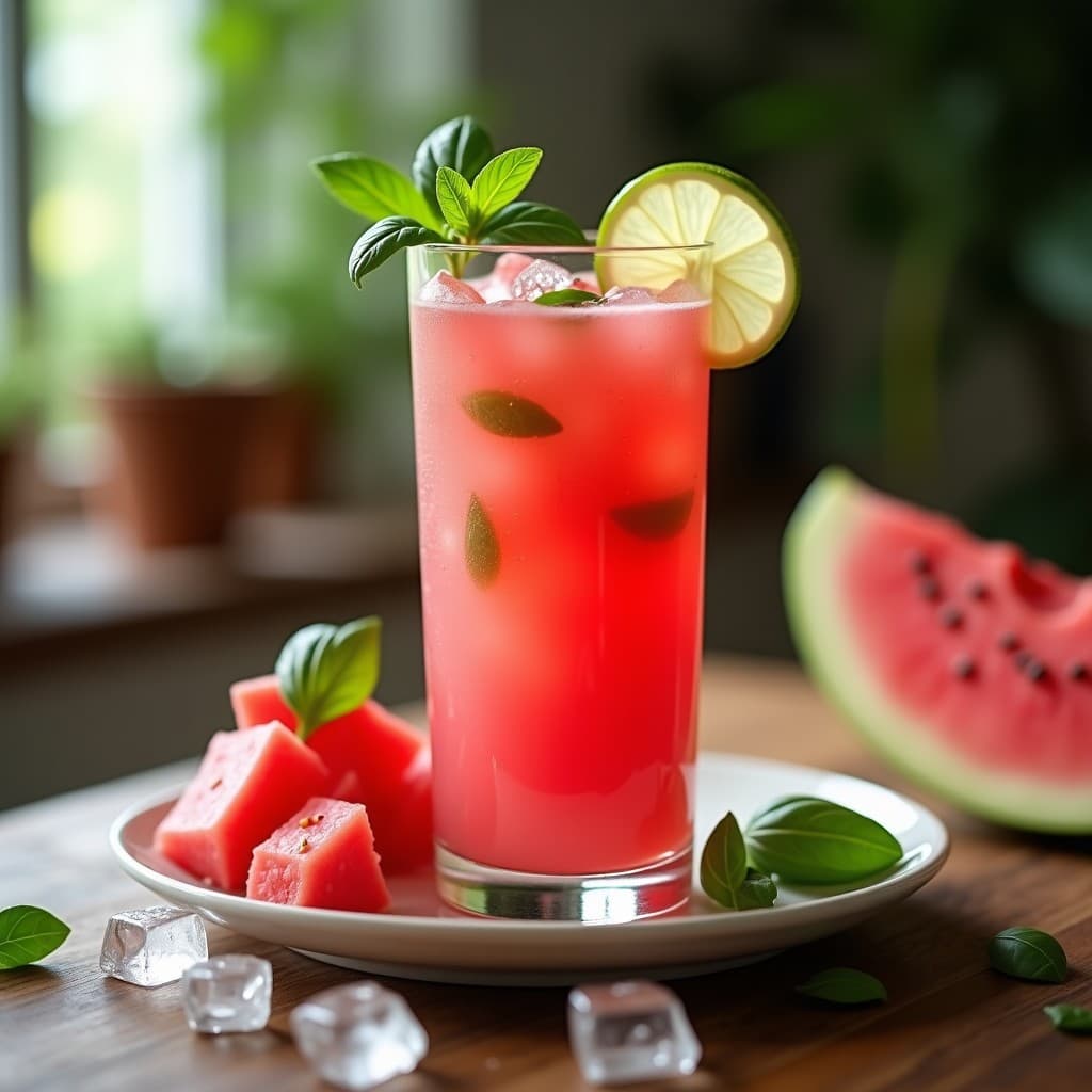 Batido de Sandía y Albahaca con Jengibre Fresco: Bebida Detox y Sin Azúcar para el Verano