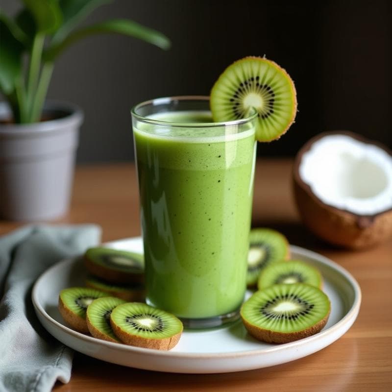 Batido de Spirulina y Kiwi con Leche de Coco: Bebida Energética Verde en 5 Minutos