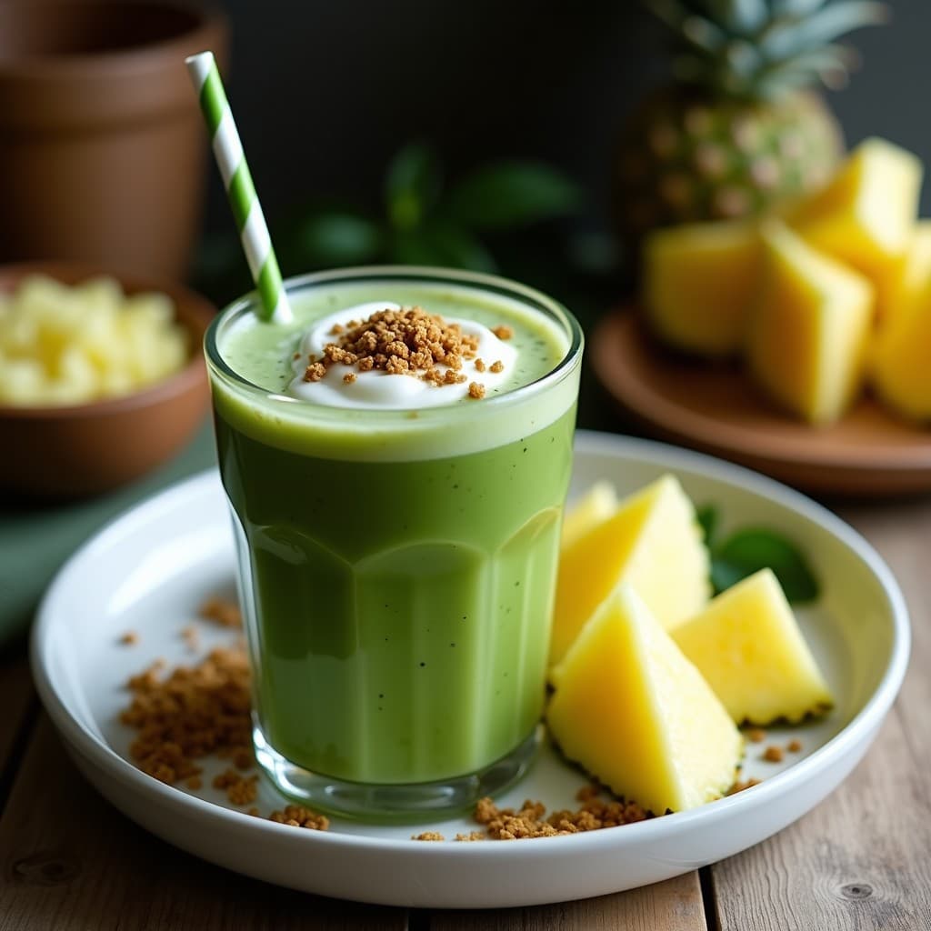 Batido de Spirulina, Piña y Coco con Chía: Bebida Superalimentos Detox en 5 Minutos