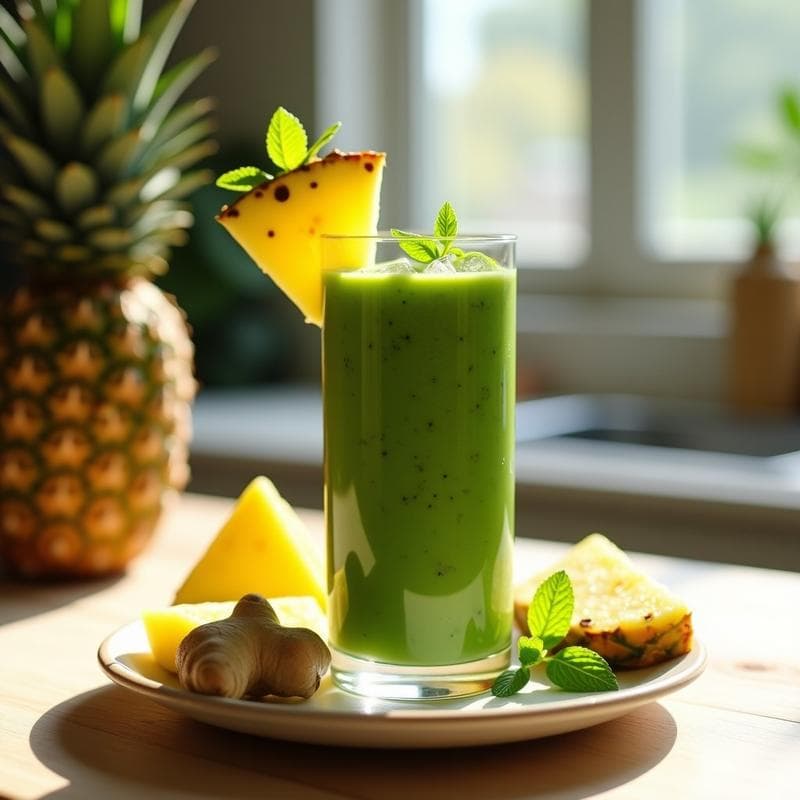 Batido de Spirulina y Piña con Jengibre: Bebida Detox Vegana para el Verano