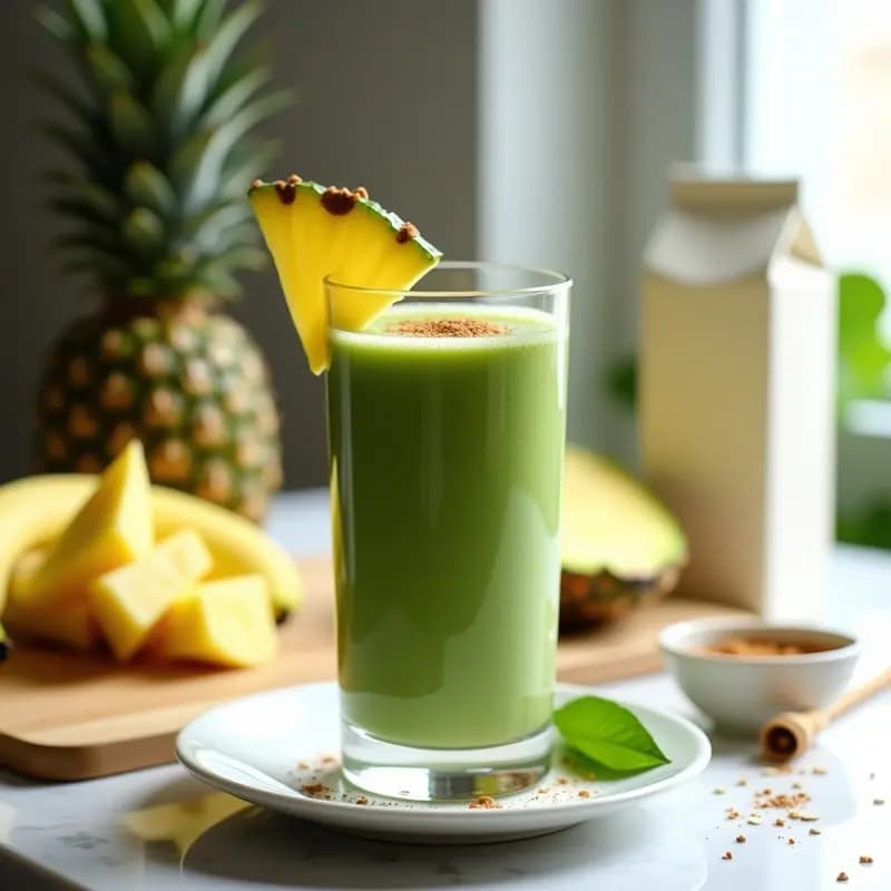Batido de Spirulina y Piña con Leche de Avena: Bebida Energética y Desintoxicante en 5 Minutos