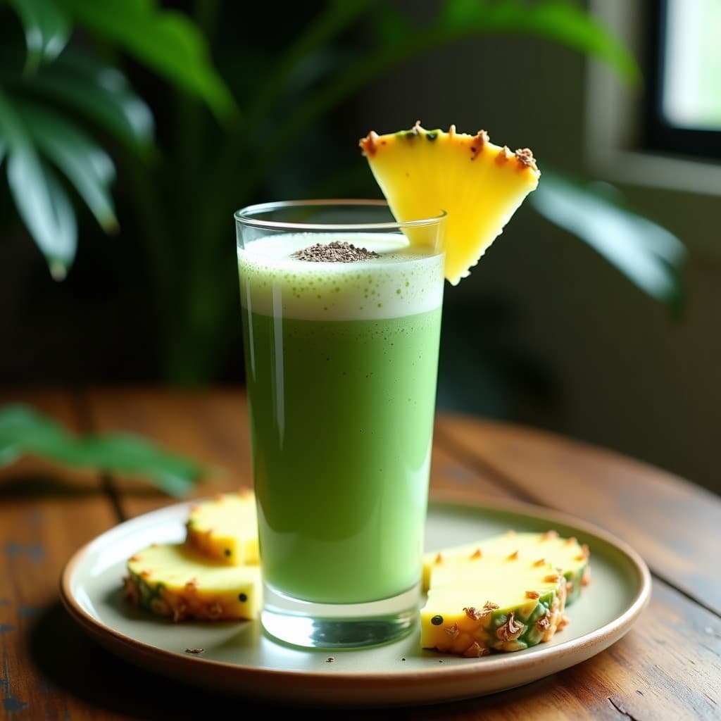 Batido de Spirulina y Piña con Leche de Caan: Bebida Energizante Maya Sin Lactosa