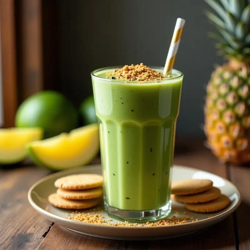 Batido de Alga Spirulina y Piña con Semillas de Chávar: Bebida Energética Andina