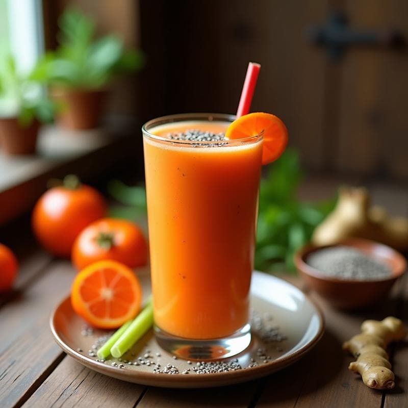 Batido de Tamarillo, Jengibre y Apio con Chía: Bebida Detox Peruana en 5 Minutos