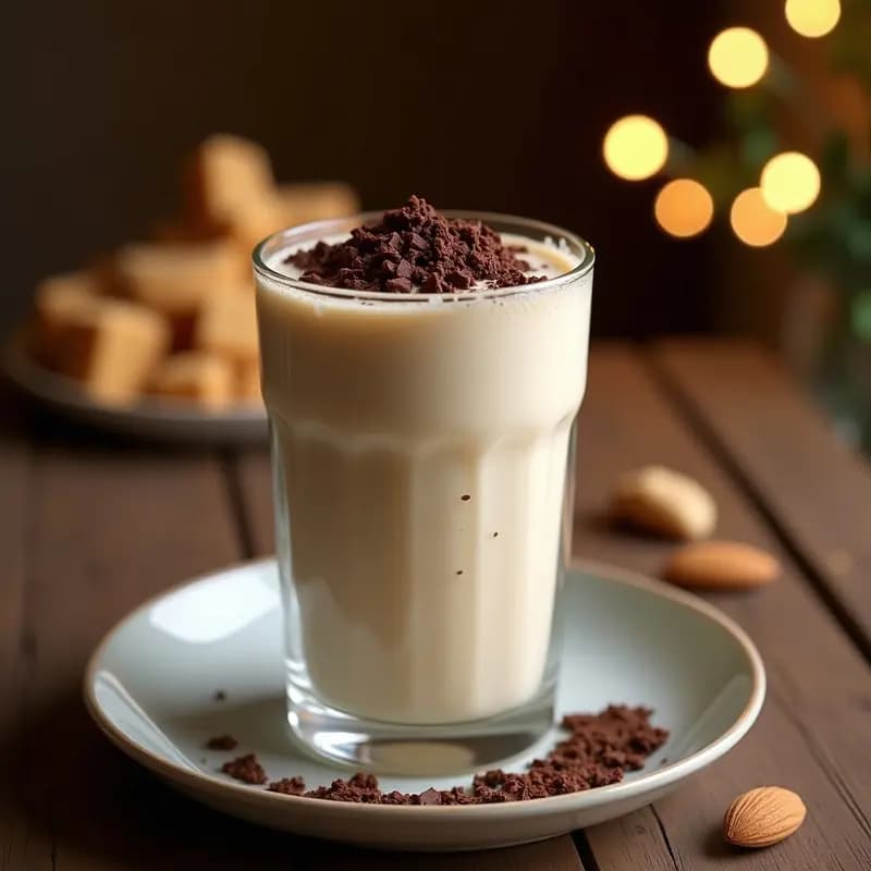 Batido de Turrón Duro con Helado de Stracciatella y Virutas de Chocolate: Navidad en un Vaso