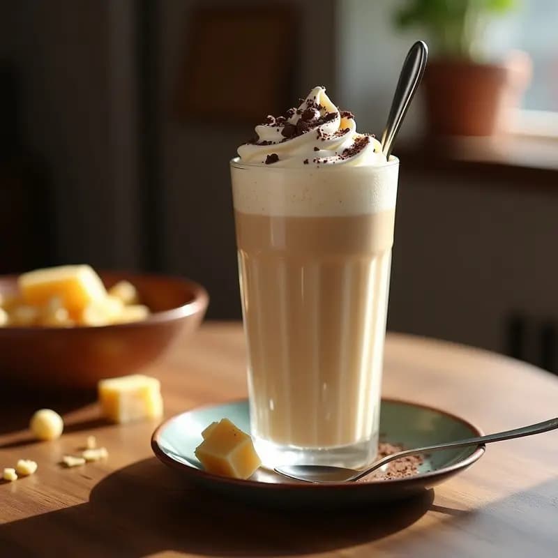 Batido de Turrón de Jijona, Helado de Nata y Leche Merengada con Virutas de Chocolate
