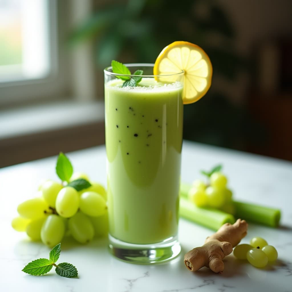 Batido de Uvas Verdes y Apio con Jengibre: Bebida Desintoxicante y Diurética en 5 Minutos
