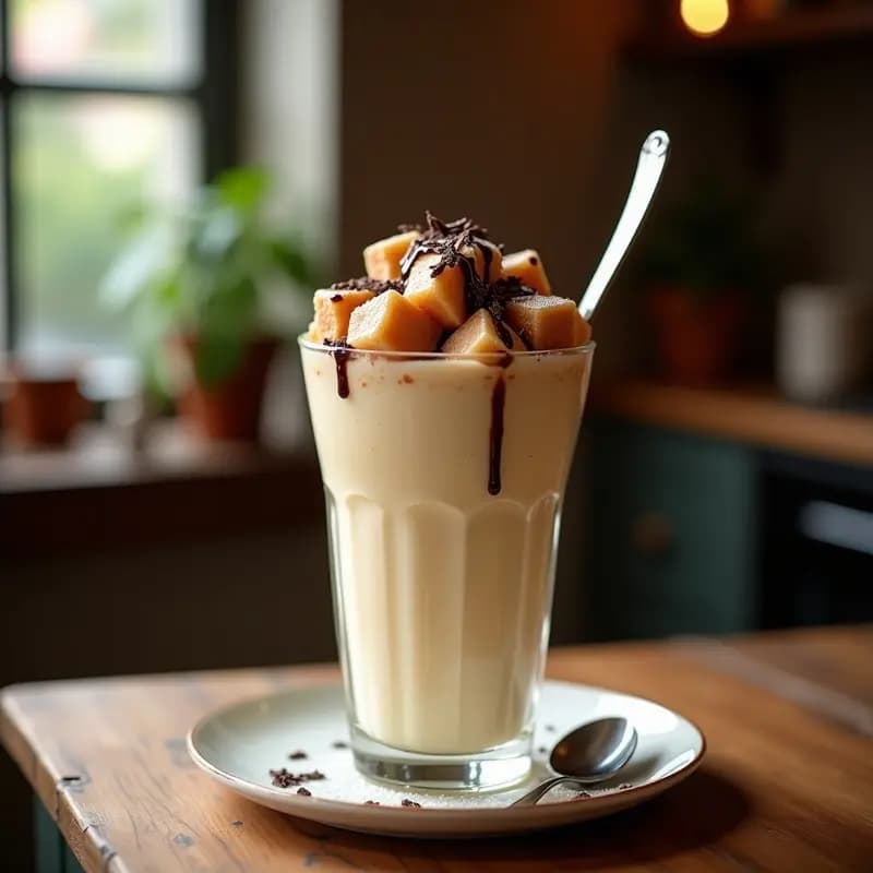 Batido de Vainilla con Toppings de Donut Glaseado y Trozos de Cheesecake: Postre en Vaso