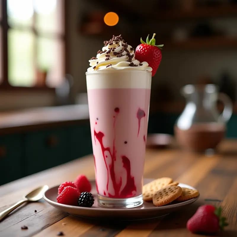 Batido de Vainilla con Helado, Galletas y Frutos Rojos: Bebida Ultracremosa para los Golosos