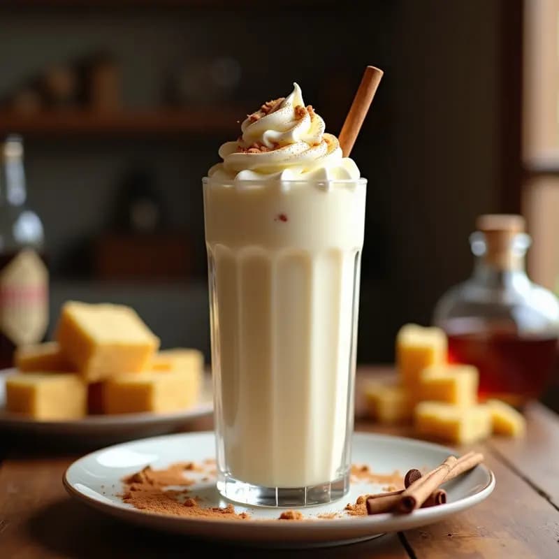 Batido de Vainilla, Leche Entera y Trozos de Bizcocho Borracho: Bebida de Postre para Adultos