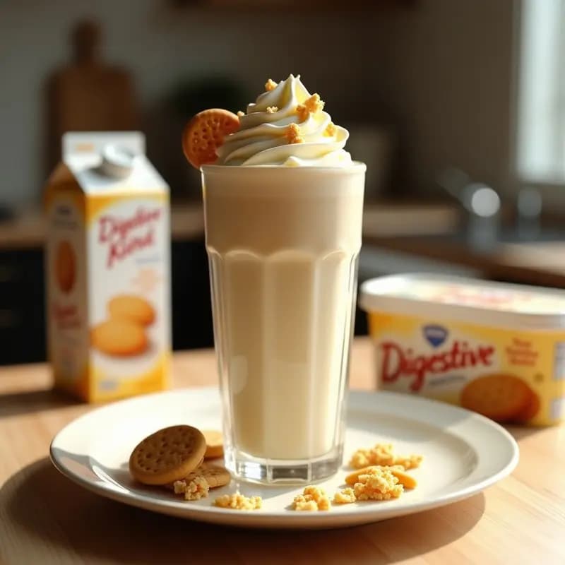 Batido de Vainilla, Leche Merengada y Galletas Digestive: Bebida Cremosa de Otro Tiempo