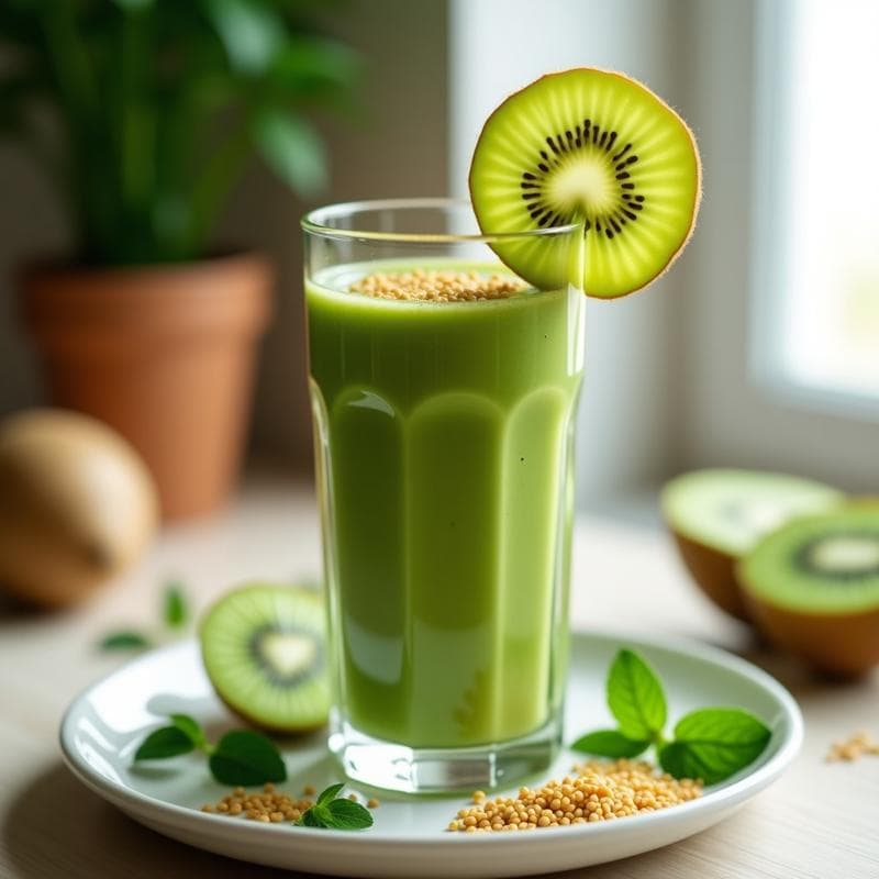 Batido Verde de Apio y Kiwi: Bebida Desintoxicante con Jengibre y Linaza para Depurar