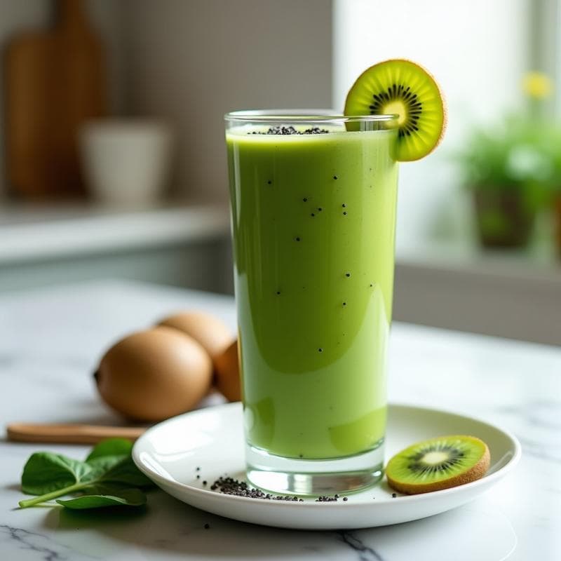 Batido Verde de Espinaca, Kiwi y Semillas de Chía: Bebida Desintoxicante en 5 Minutos
