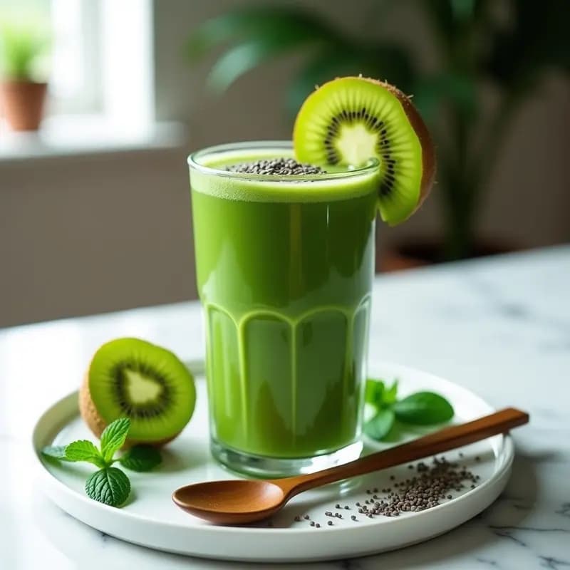 Batido Verde de Espinaca, Kiwi y Alga Klamath: Detox Extremadamente Nutritivo
