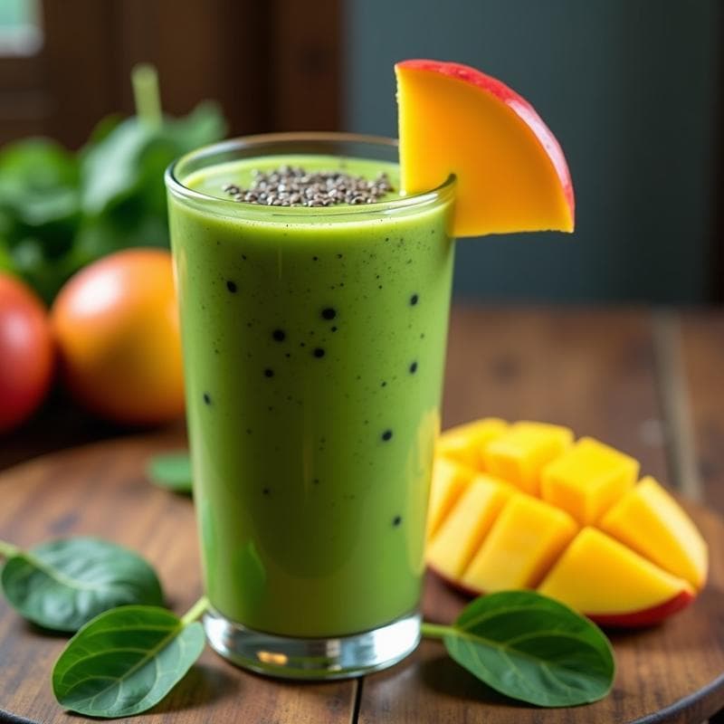 Batido Verde de Espinaca y Mango: Receta Proteica para Desayunar como un Campeón