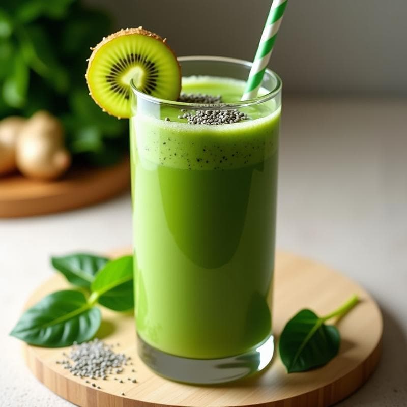 Batido Verde de Espinacas, Kiwi y Aloe Vera: Bebida Detox y Alcalinizante en 5 Minutos