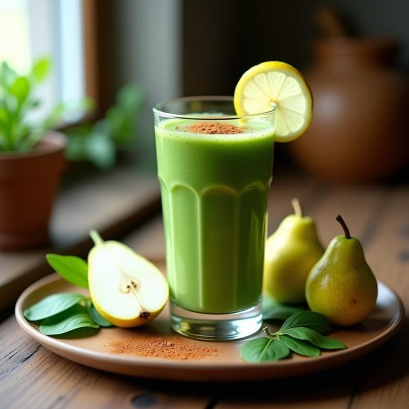 Batido Verde de Espinacas, Pera y Jengibre: Bebida Detox y Saciante en 5 Minutos