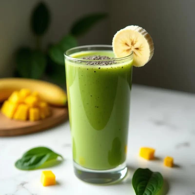 Batido Verde de Espinacas, Plátano y Mango: Bebida Energética Sin Azúcar
