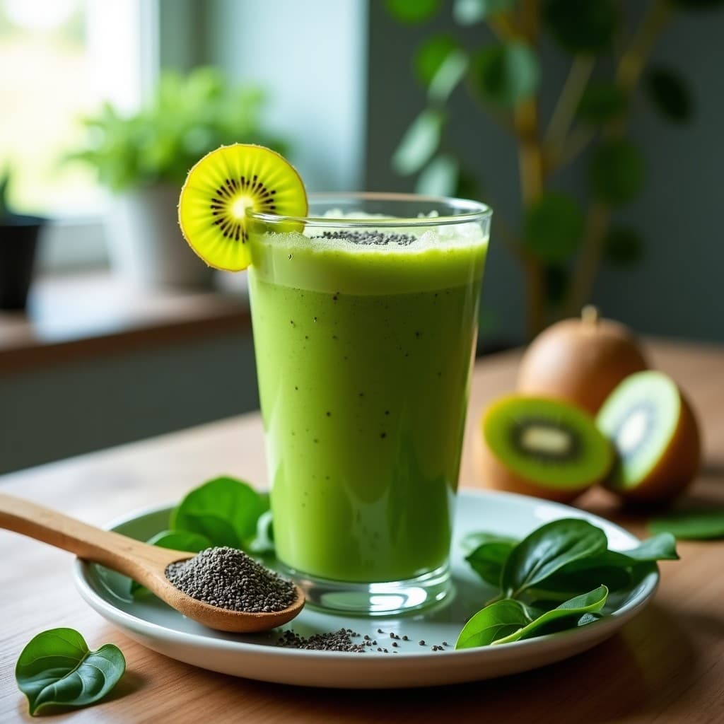 Batido Verde de Espirulina y Kiwi: Bebida Energizante Para Antes del Gimnasio