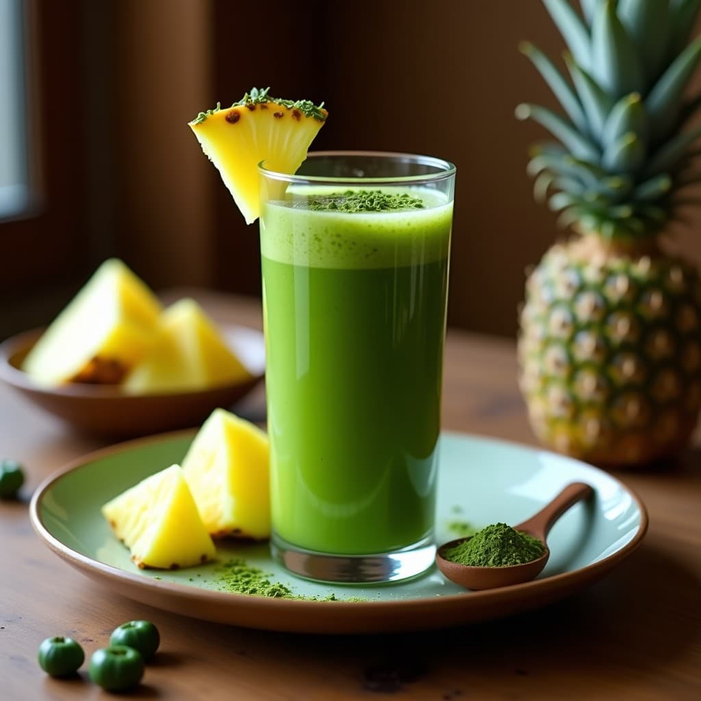 Batido Verde de Espirulina Piña y Kokum: Bebida Energética Ayurvédica