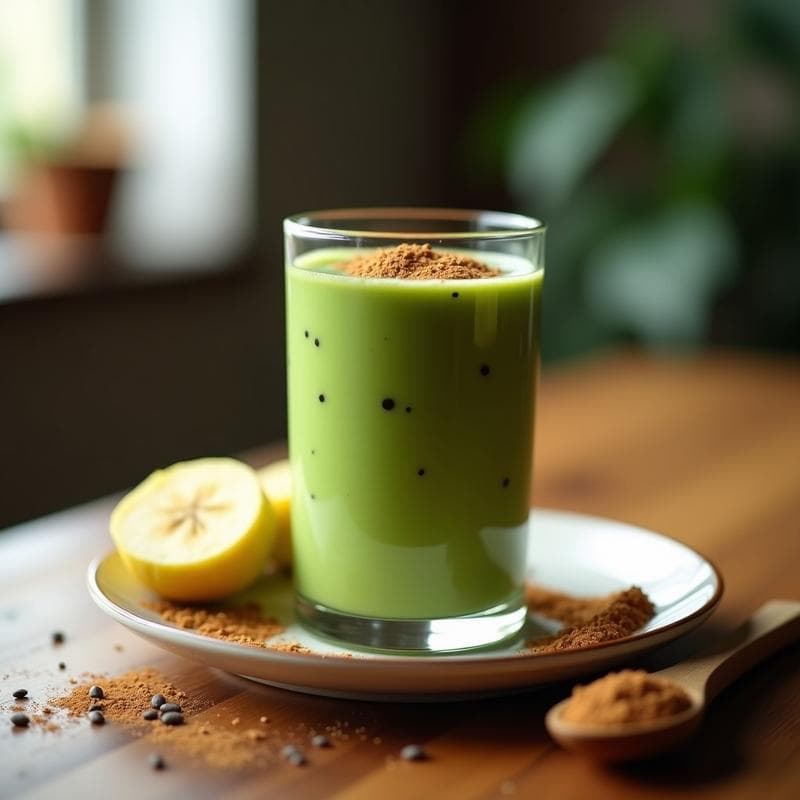 Batido Verde de Espirulina y Plátano con Mantequilla de Cacahuete: Desayuno Alta en Proteína y Energía
