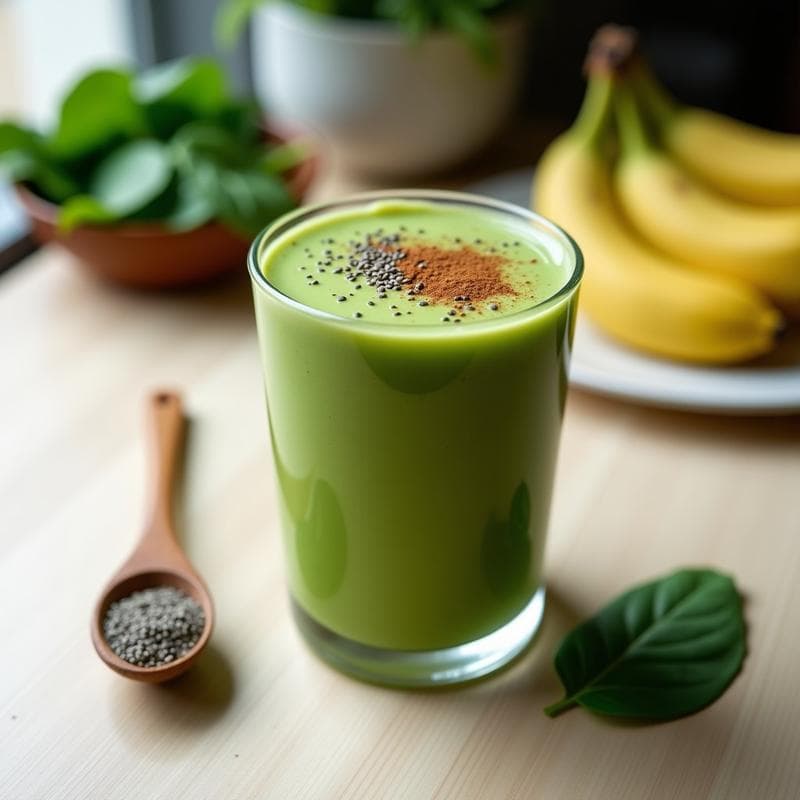 Batido Verde de Espirulina y Plátano con Semillas de Chía: Desayuno Superalimento en 5 Minutos