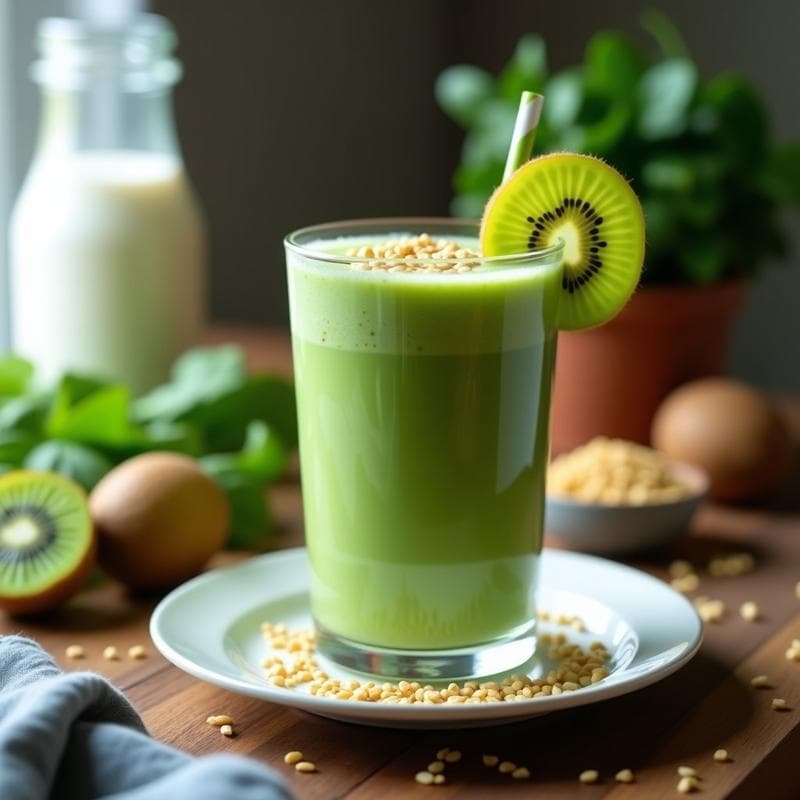 Batido Verde de Kiwi Espinaca y Leche de Almendras: Desayuno Detox en 5 Minutos