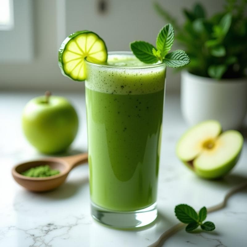 Batido Verde de Pepino, Manzana y Espirulina: Bebida Detox y Alkalina en 3 Minutos
