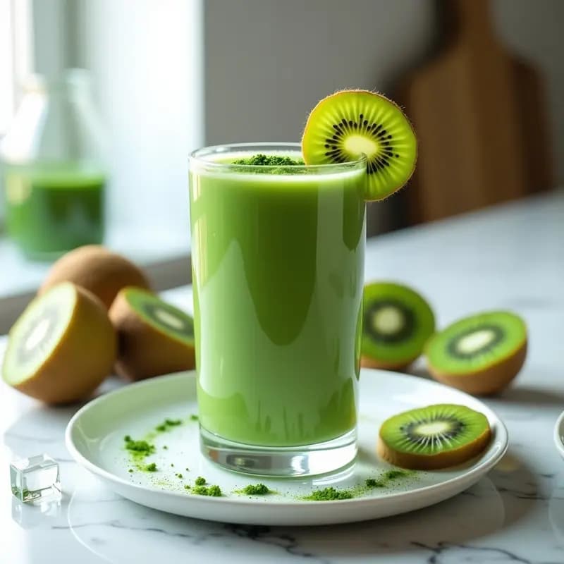 Batido de Yogur de Cabaña con Espirulina y Kiwi: Bebida Probiótica y Energizante