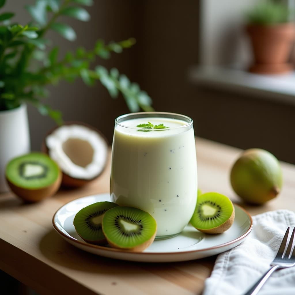 Batido de Yogur de Coco con Polvo de Moringa y Kiwi: Bebida Detox y Energizante