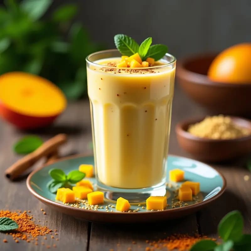 Tata ki Chaas: Batido Indio de Yogur y Mango con Comino y Menta