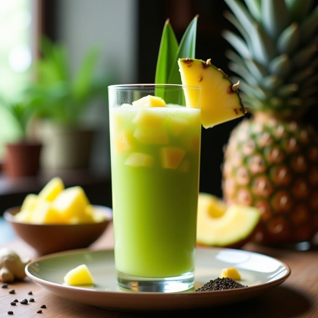 Batido de Zacate de Limón y Piña: Bebida Detox Mexicana Sin Azúcar