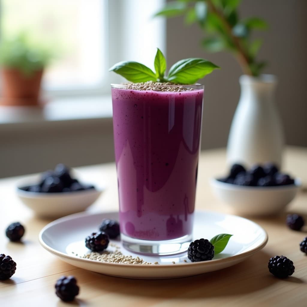 Batido de Zarzamora y Albahaca con Semillas de Cáñamo: Bebida Antioxidante Keto