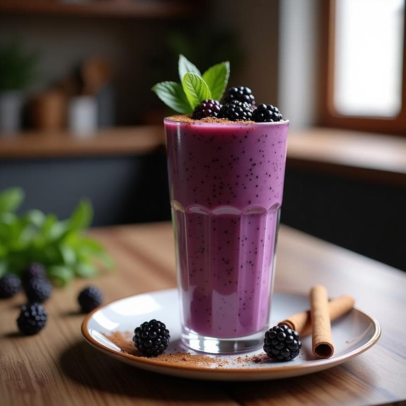 Batido de Zarzamora y Chía con Leche de Avena: Bebida Antioxidante en 5 Minutos