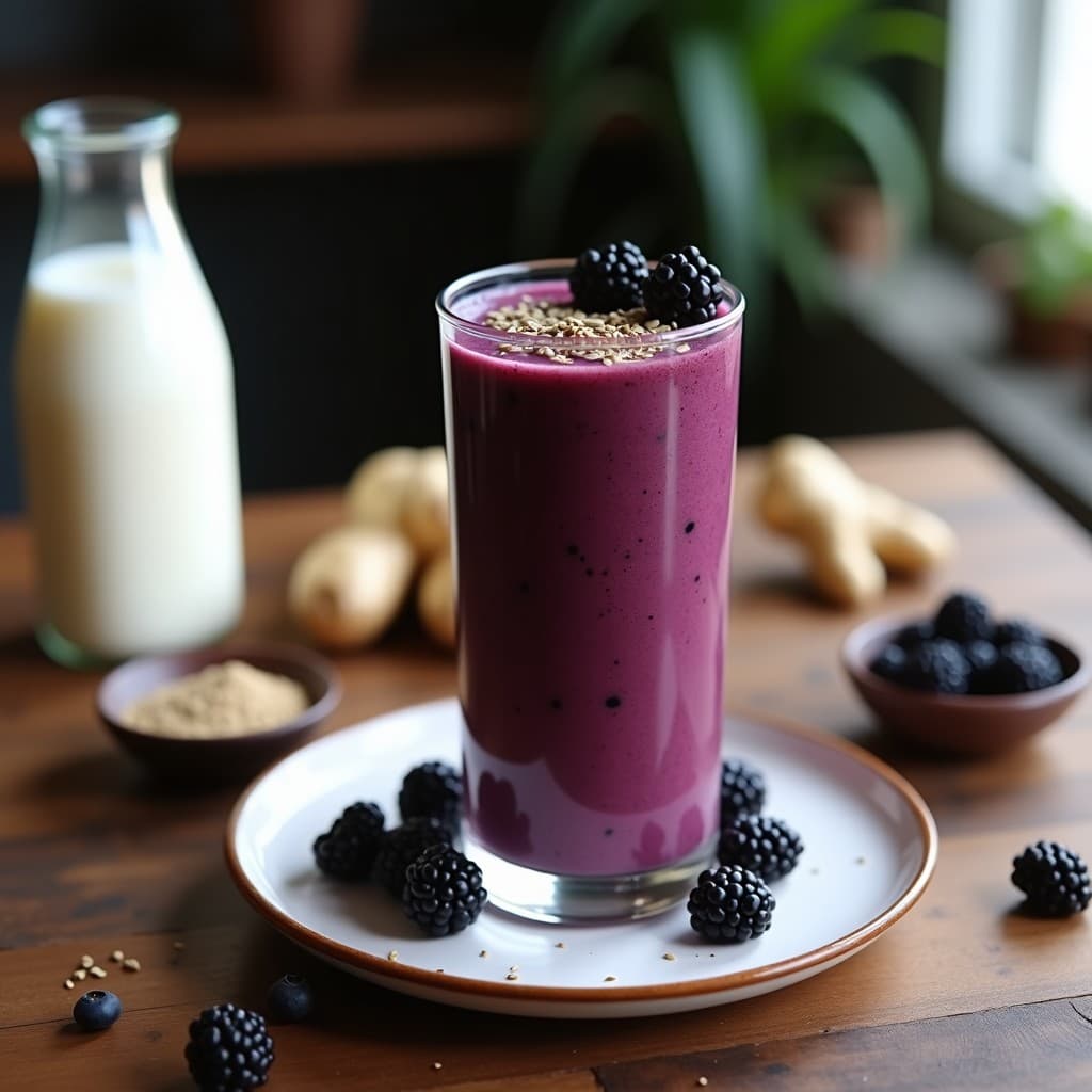 Batido de Zarzamora y Maca Andina: Bebida Antioxidante y Vitalizante Sin Lácteos