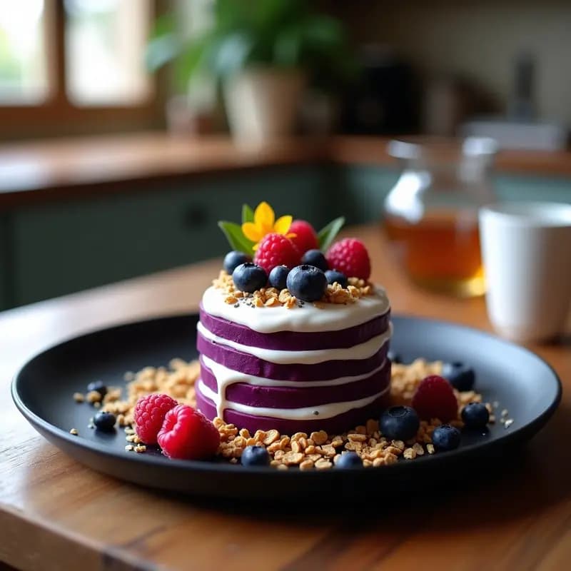 Batom de Camote Morado con Toppings de Yogur Griego y Granola: Desayuno o Postre Fitness