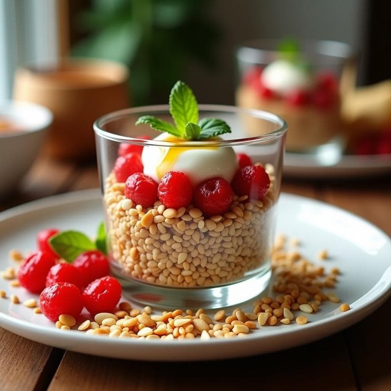 Bayas de Goji y Quinoa Inflada con Salsa de Yogur Griego: Aperitivo Crujiente y Proteico