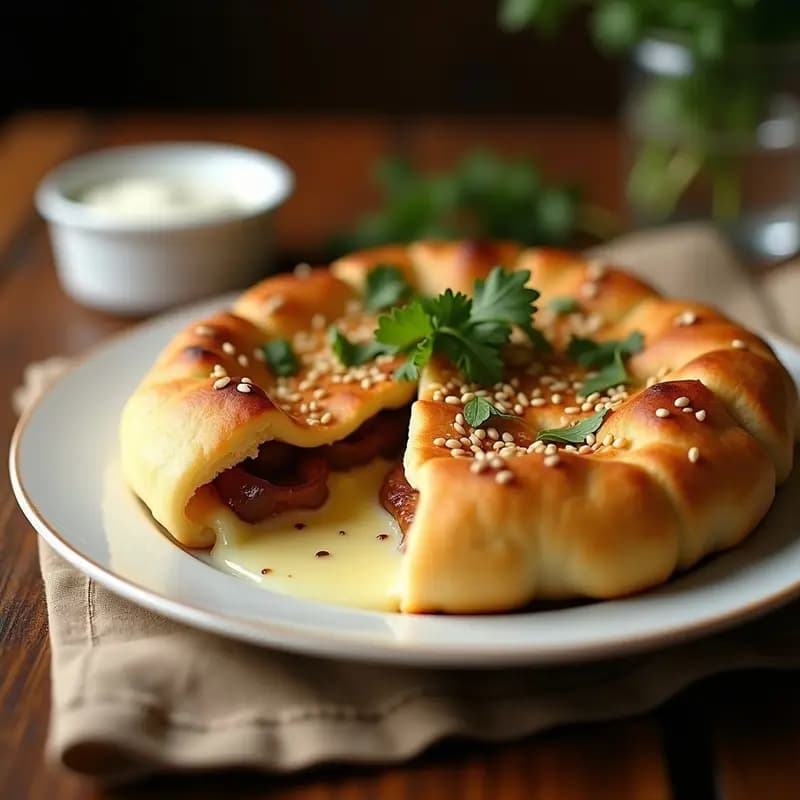 Bazlama con Queso de Oveja: Pan Pita Turco Relleno al Estilo Gourmet