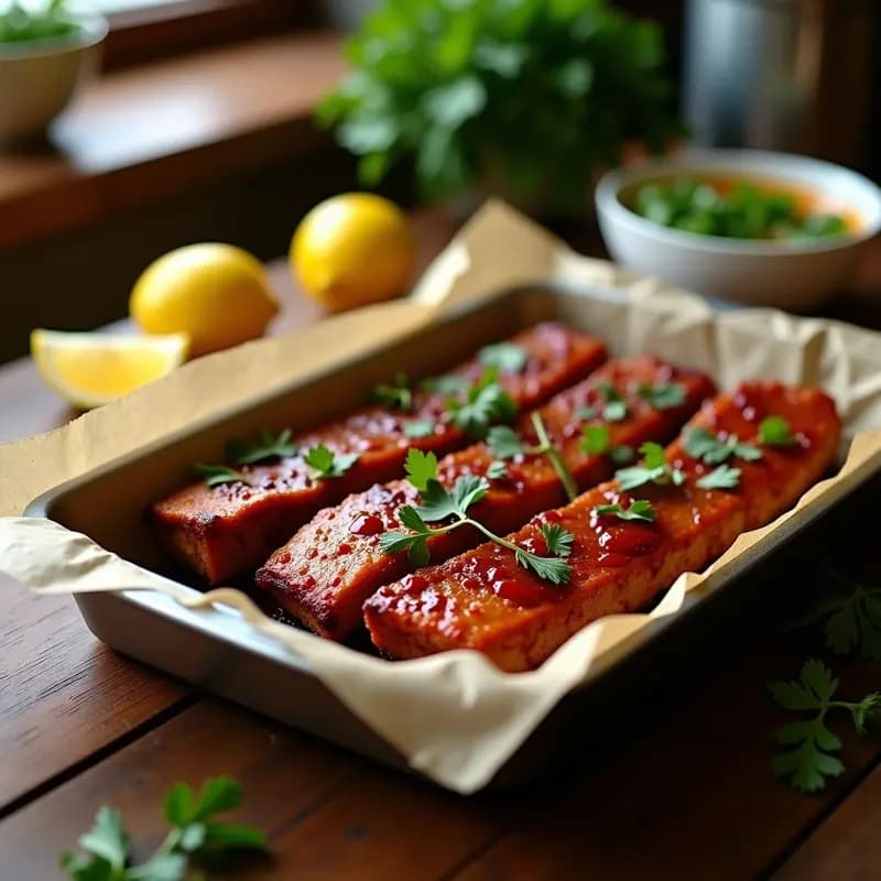 Bbq Ribs de Jackfruit con Salsa Carolina: Receta Vegana Americana al Horno