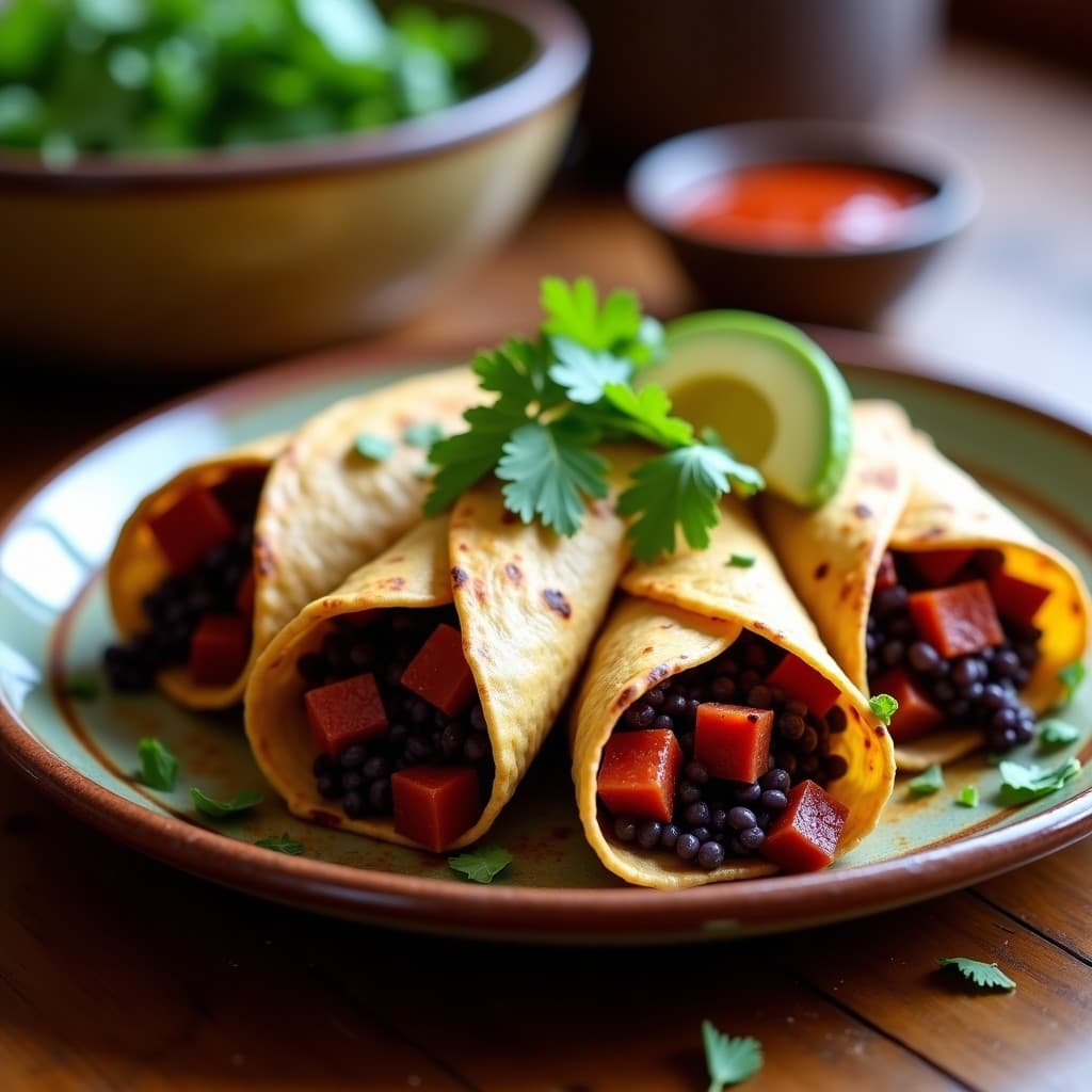 Bburritos de Lentejas Beluga y Batata Morada: Receta Mexicana Vegana en Airfryer