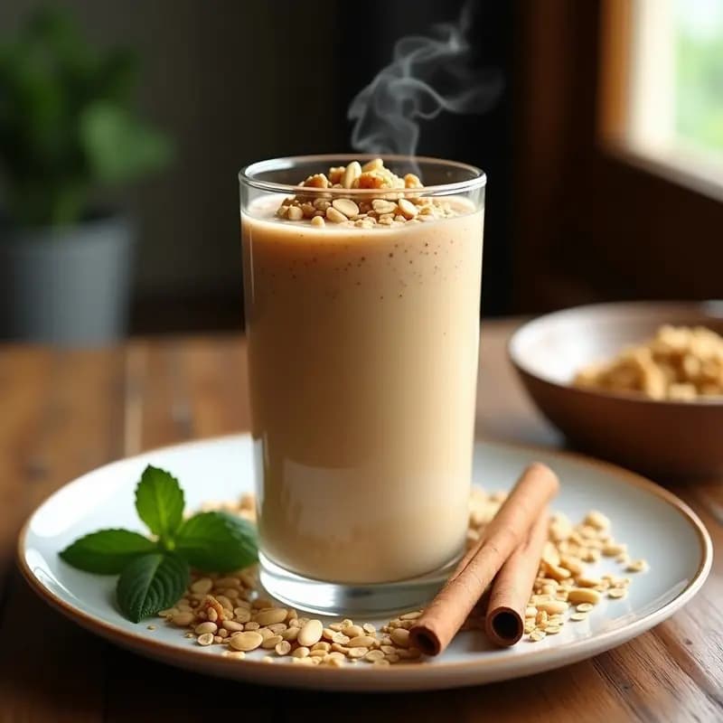 Beba de Avena y Canela con Toppings de Frutos Secos: Bebida Colombiana Reconfortante