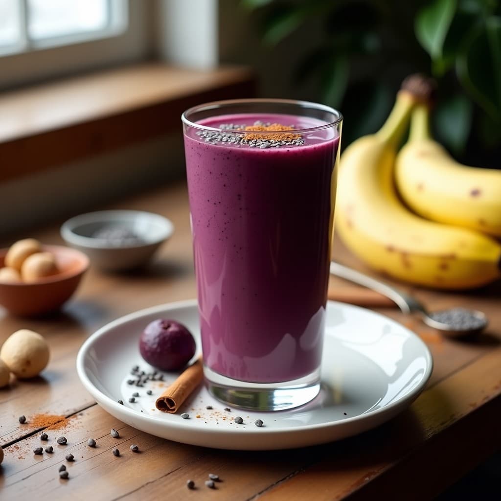 Bebida de Açaí y Leche de Anacardo con Semillas de Chía: Batido Brasileño Alto en Antioxidantes